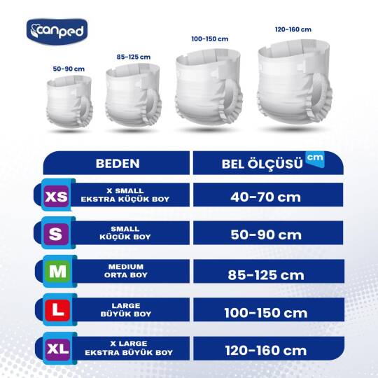 Canped Belbantlı Tekstil Yüzey Hasta Bezi XS-Ekstra Small Beden 30 Adet - 2