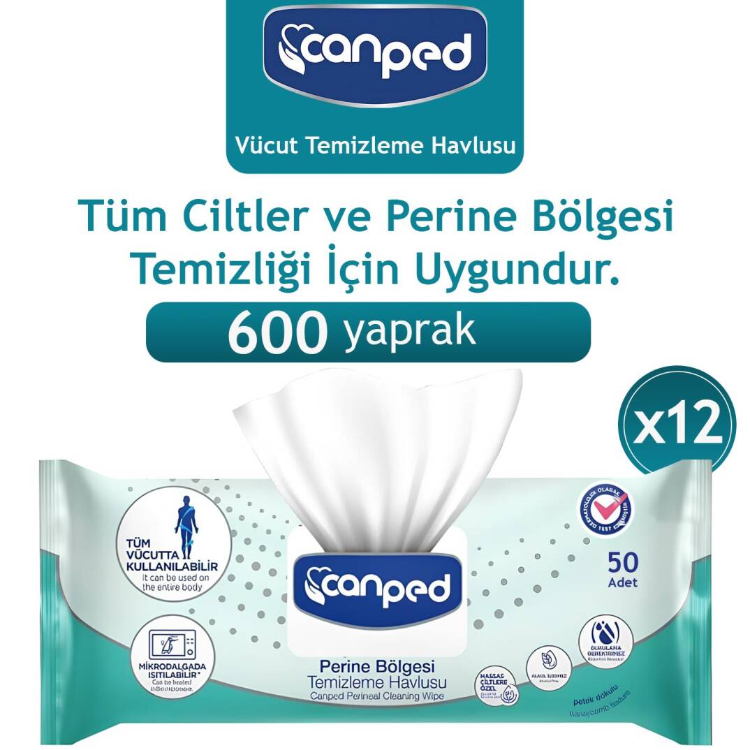 Canped Perine ve Vücut Temizleme Havlusu 600 Adet 12 Paket - 1