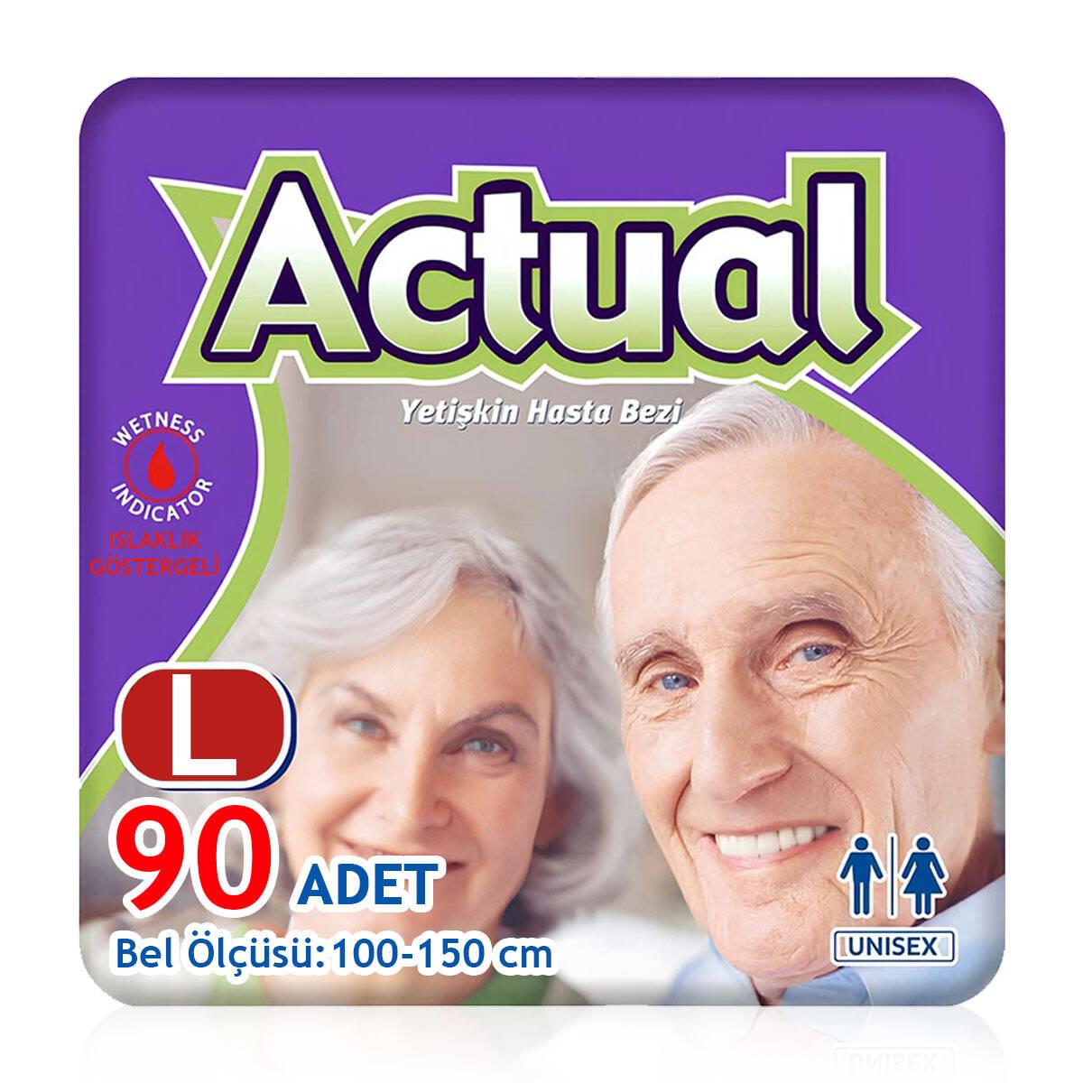 Actual Bel Bantlı Hasta Bezi L-Large Beden 90 Adet