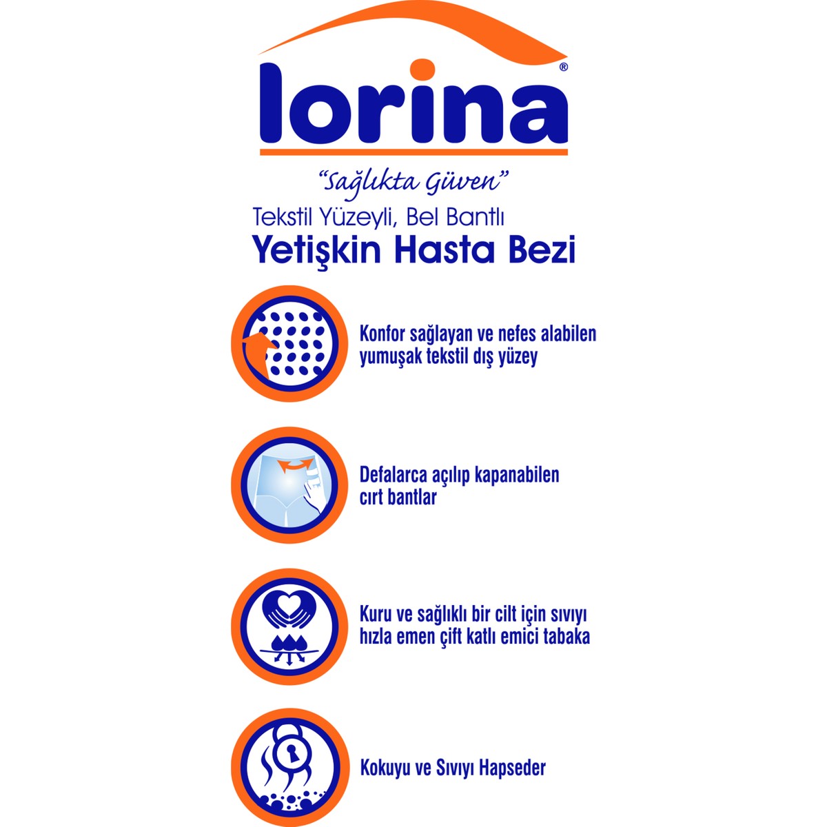Lorina Bel Bantlı Hasta Bezi M-Medium Beden 60 Adet