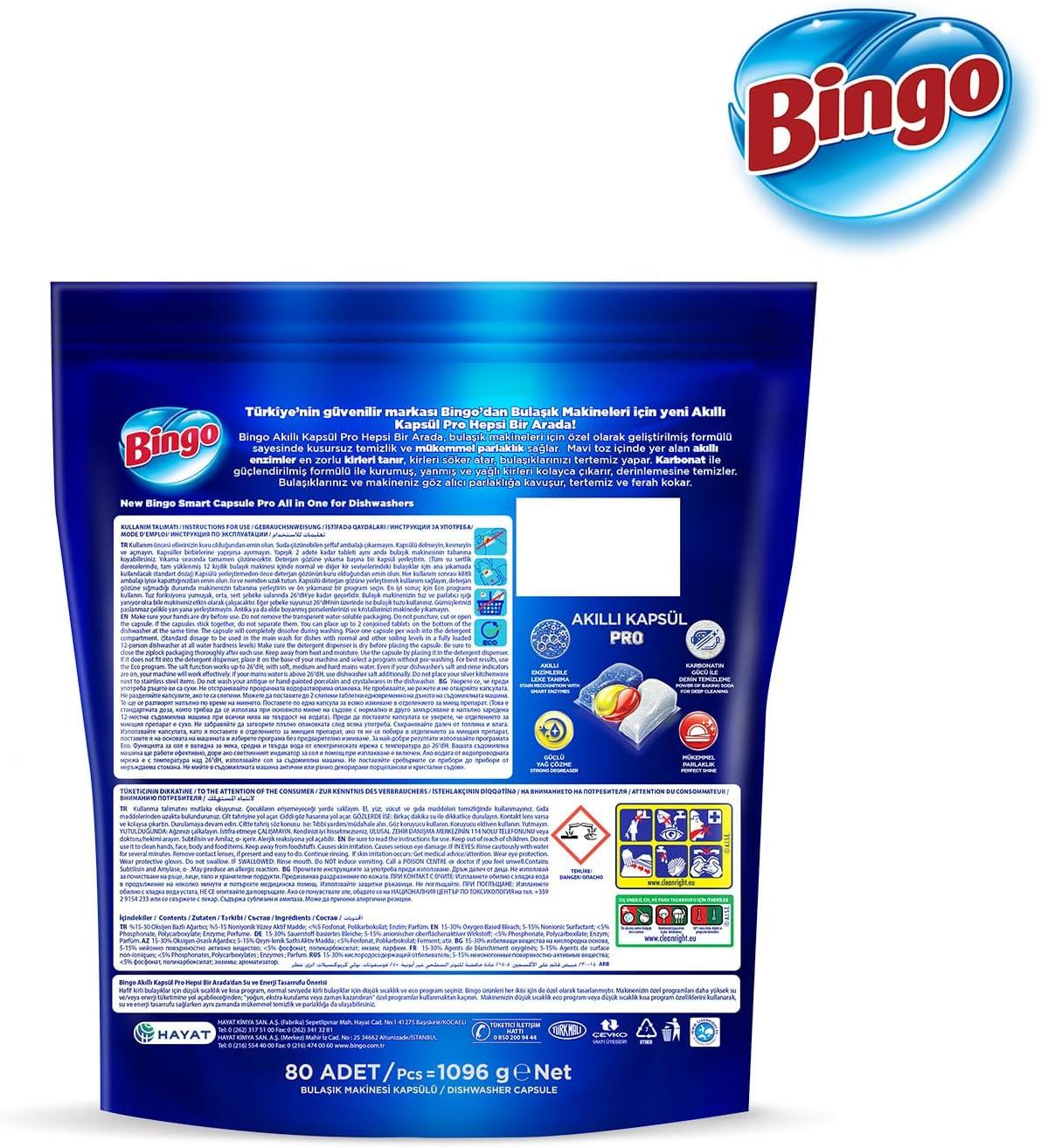 Bingo Akıllı Kapsül Pro Bulaşık Makinesi Tableti 80'li
