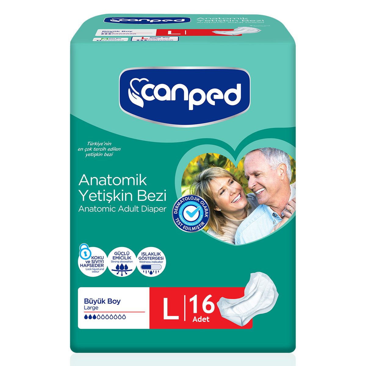 Canped Anatomik Hasta Bezi L-Large Beden 16 Adet