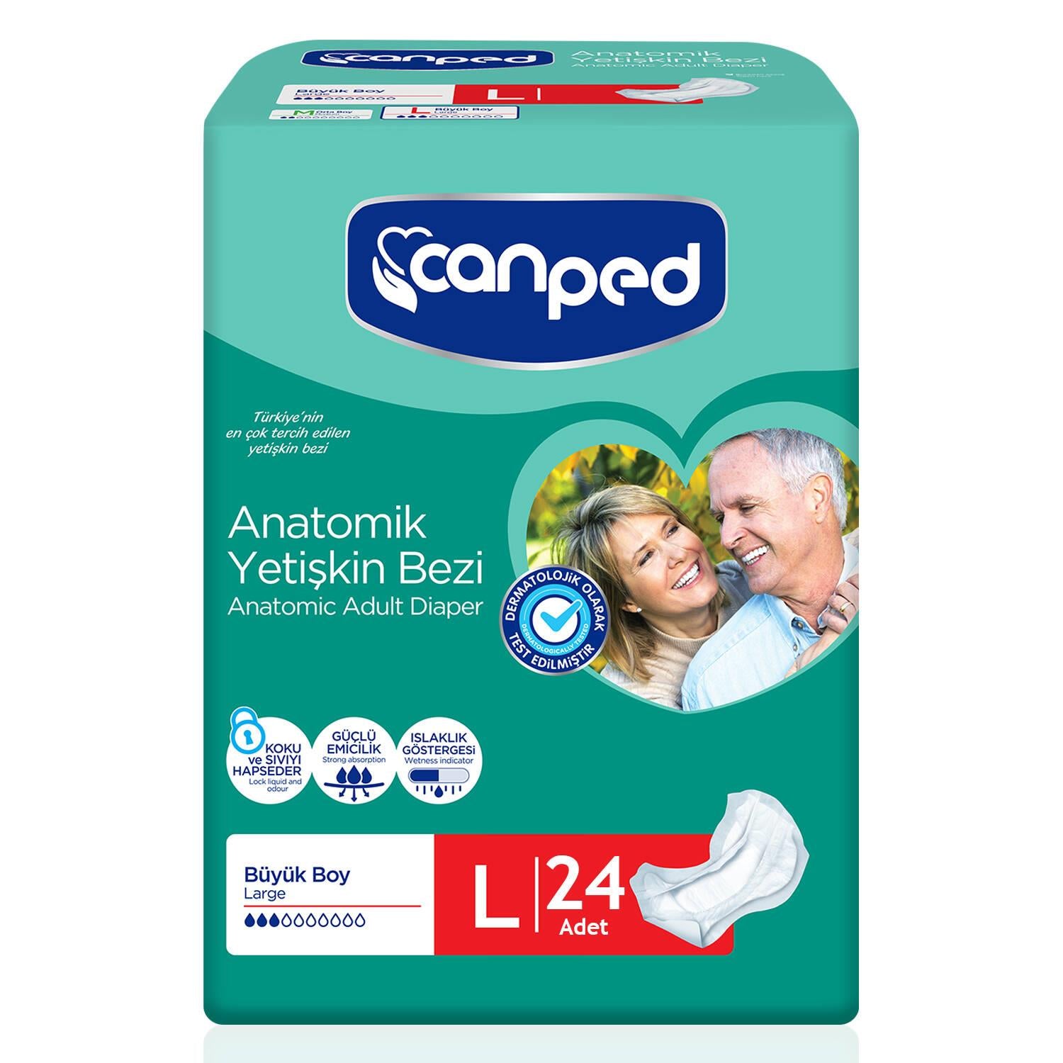 Canped Anatomik Hasta Bezi L-Large Beden 24 Adet