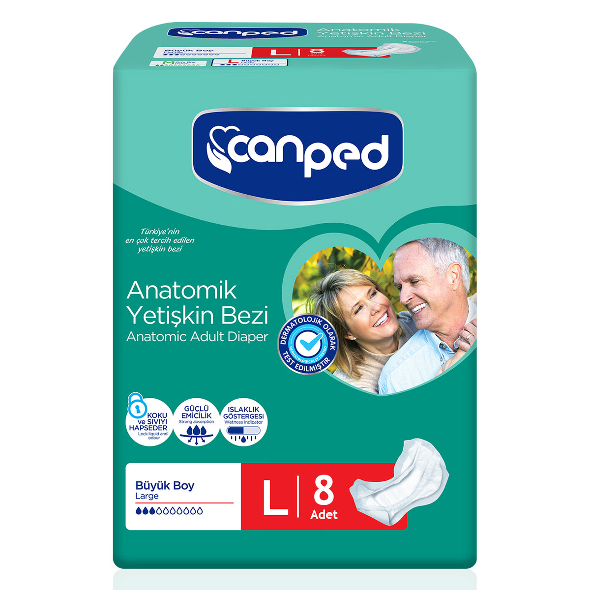 Canped Anatomik Hasta Bezi L-Large Beden 8 Adet