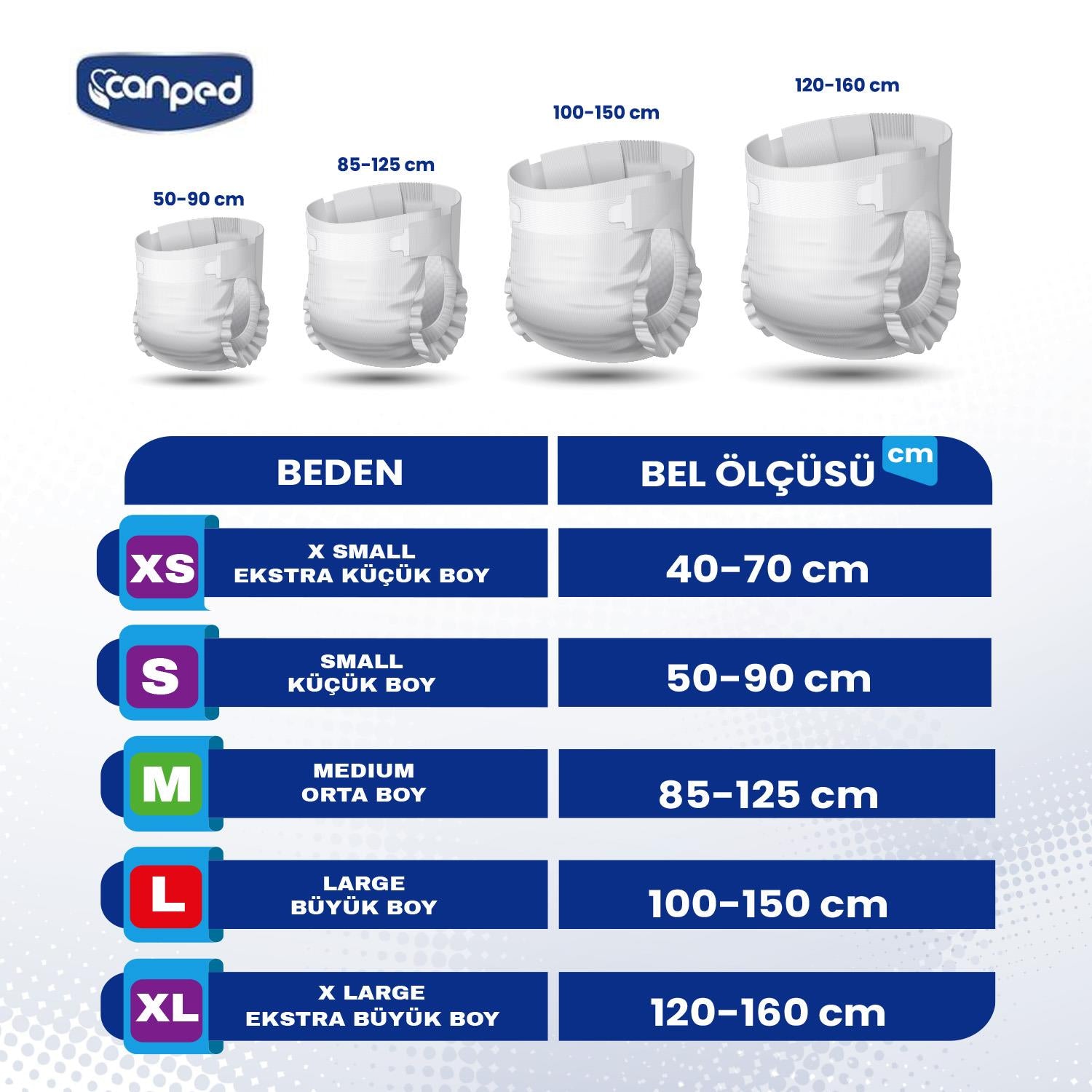 Canped Belbantlı Tekstil Yüzey Hasta Bezi M-Medium Beden 30 Adet