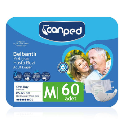 Canped Belbantlı Tekstil Yüzey Hasta Bezi M-Medium Beden 60 Adet