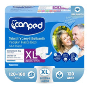 Canped Belbantlı Tekstil Yüzey Hasta Bezi XL- Extra Large Beden 120 Adet