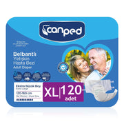 Canped Belbantlı Tekstil Yüzey Hasta Bezi XL- Extra Large Beden 120 Adet