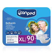 Canped Belbantlı Tekstil Yüzey Hasta Bezi XL- Extra Large Beden 90 Adet