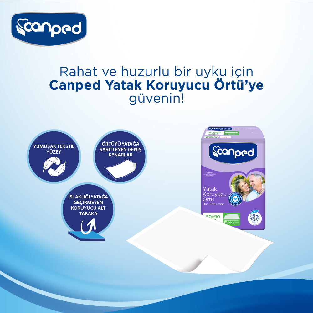 Canped Yatak Koruyucu Örtü 60x90 Cm 30 Adet