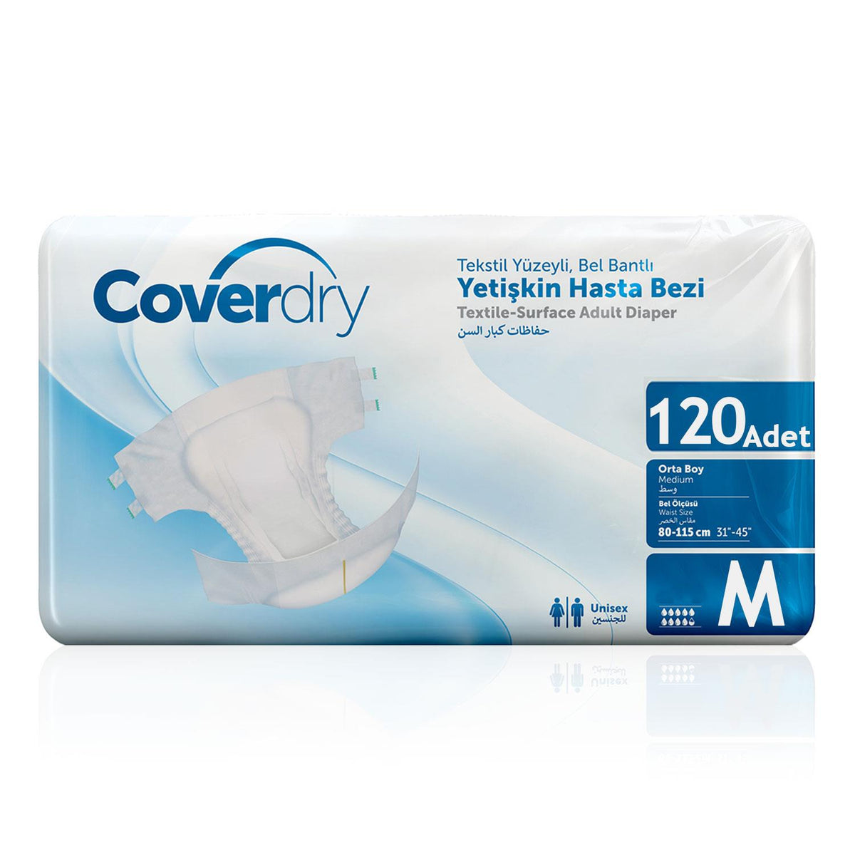 Coverdry Bel Bantlı Hasta Bezi M-Medium Beden 120 Adet