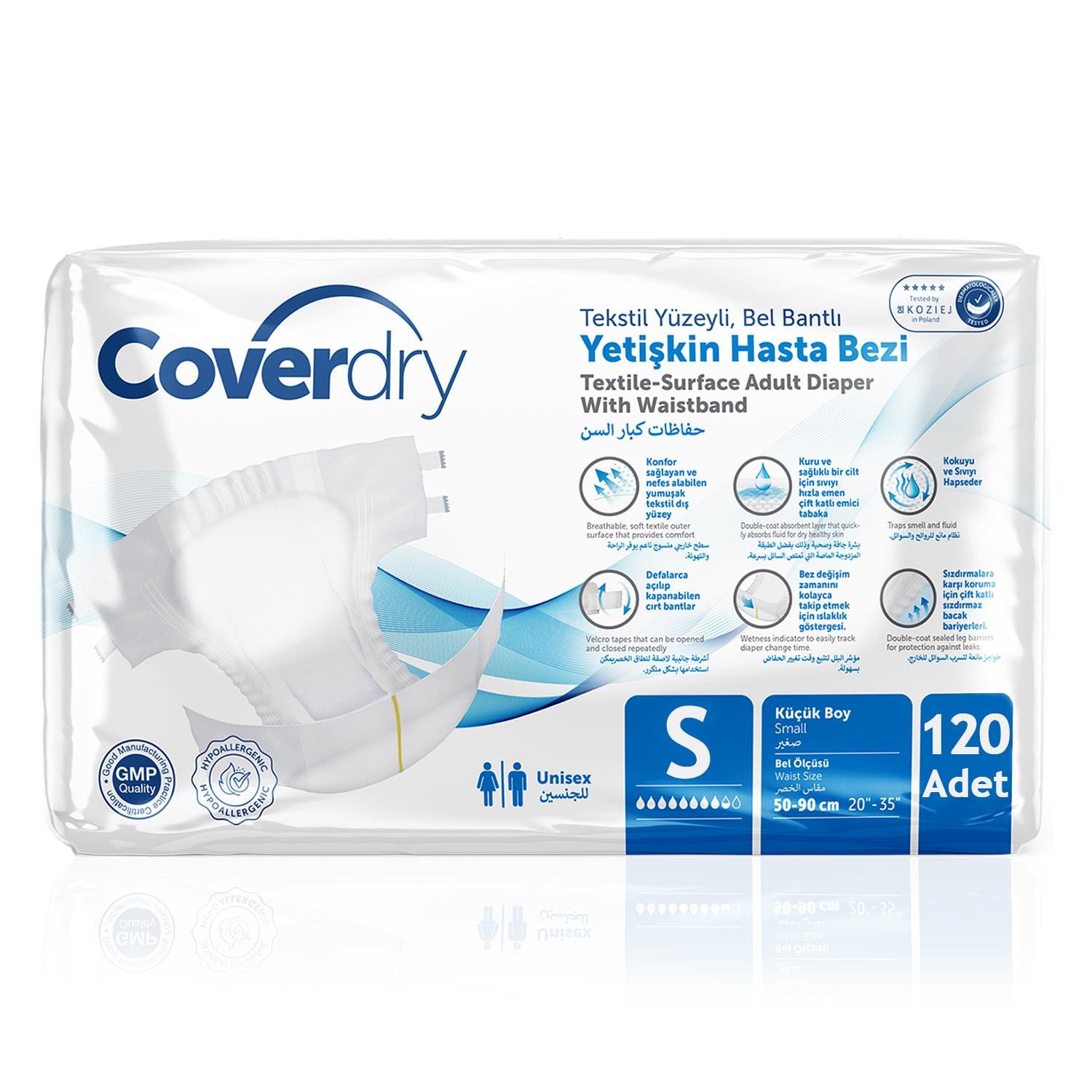Coverdry Bel Bantlı Hasta Bezi S-Small Beden 120 Adet