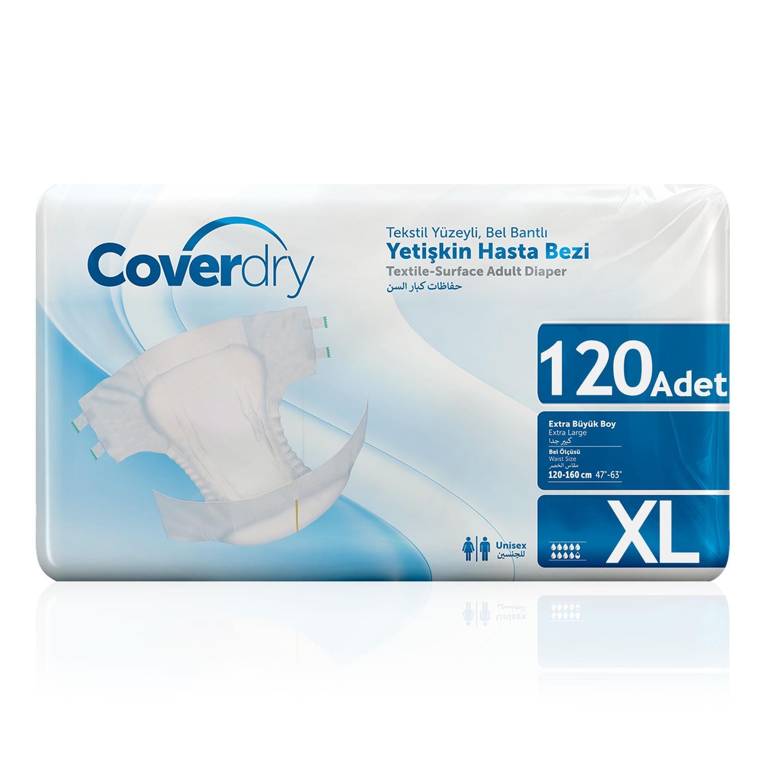 Coverdry Bel Bantlı Hasta Bezi XL-Extra Large Beden 120 Adet