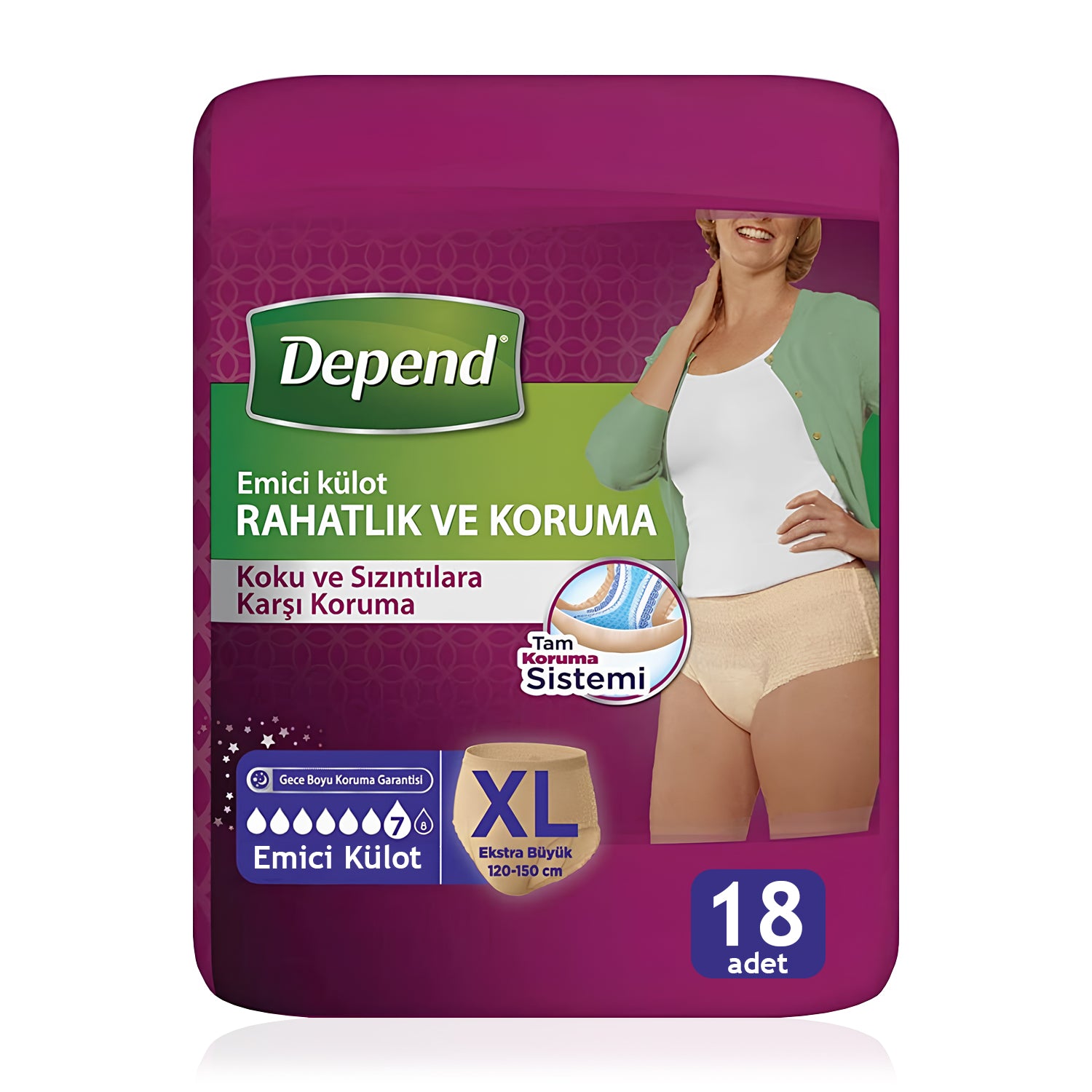 Depend Emici Külot Bayan Lohusa Pedi XL-Extra Large Beden 18 Adet