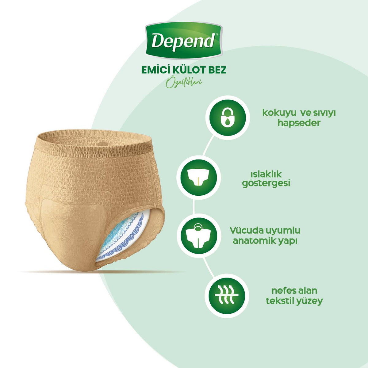 Depend Emici Külot Bayan M-Medium Beden 10 Adet