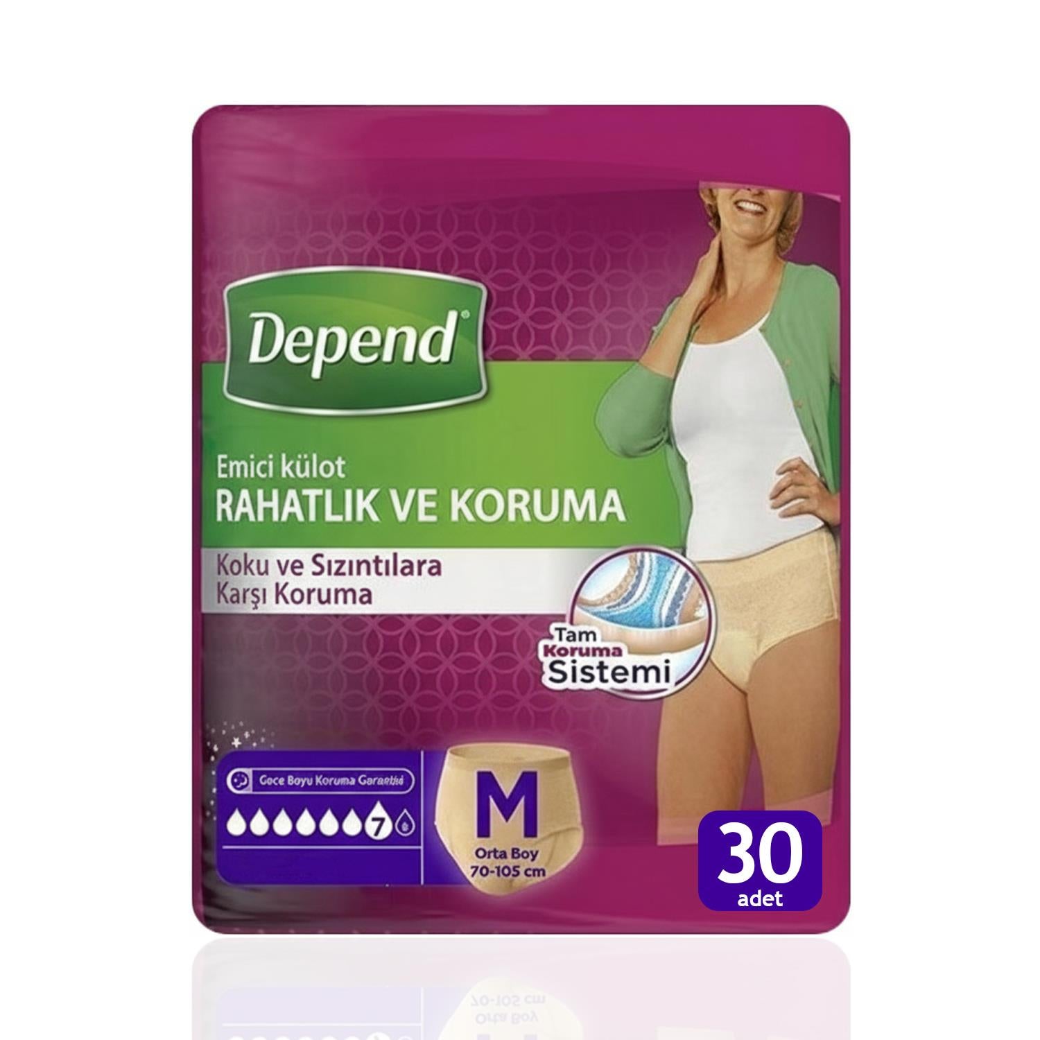 Depend Emici Külot Bayan M-Medium Beden 30 Adet