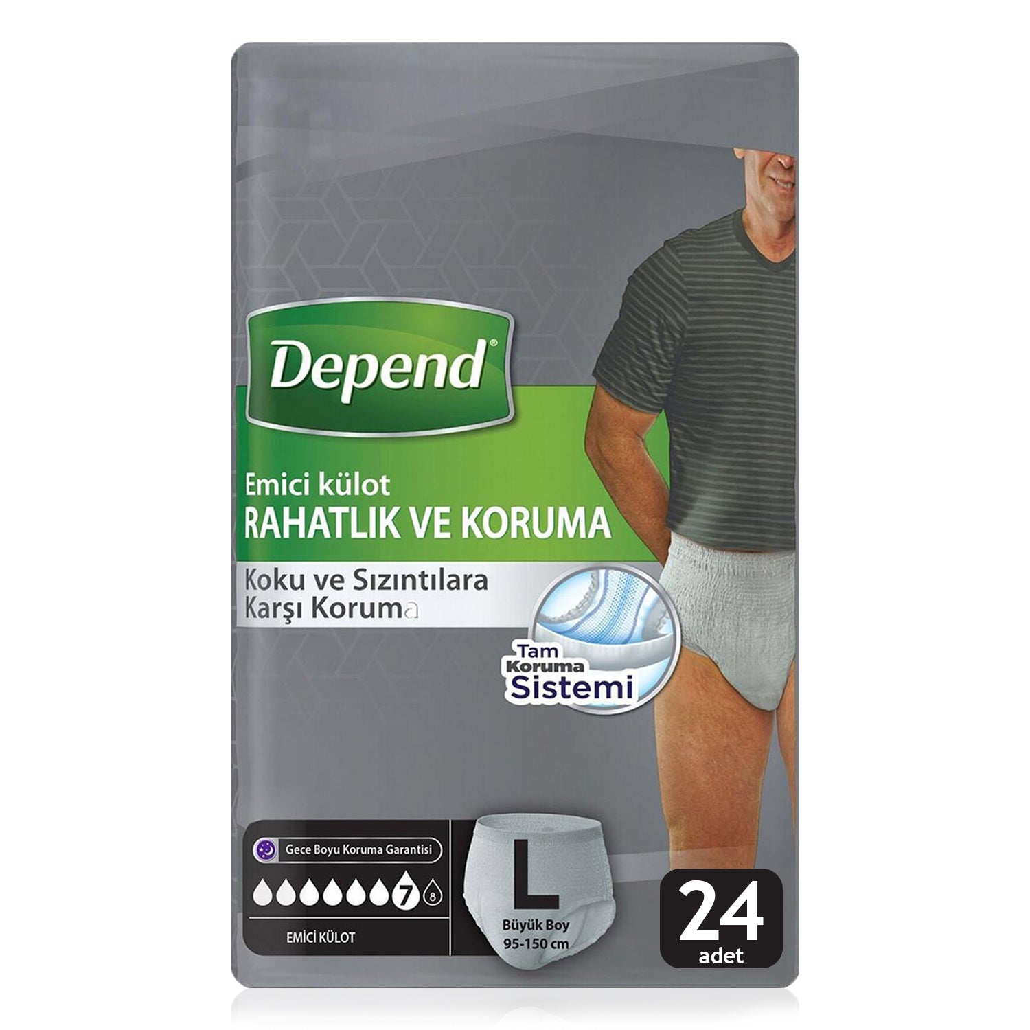 Depend Emici Külot Erkek L-Large Beden 24 Adet