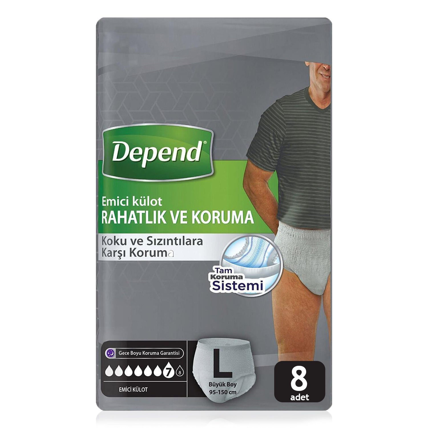 Depend Emici Külot Erkek L-Large Beden 8 Adet