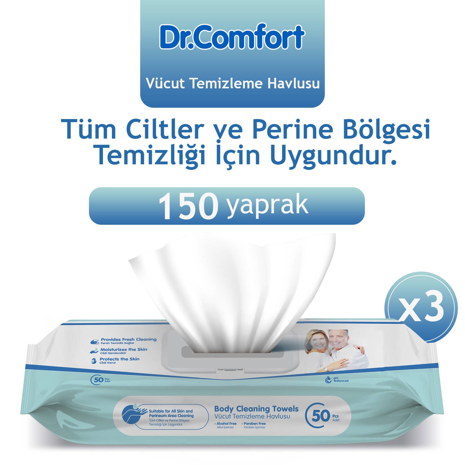 Dr.Comfort Perine ve Vücut Temizleme Havlusu 150 Adet