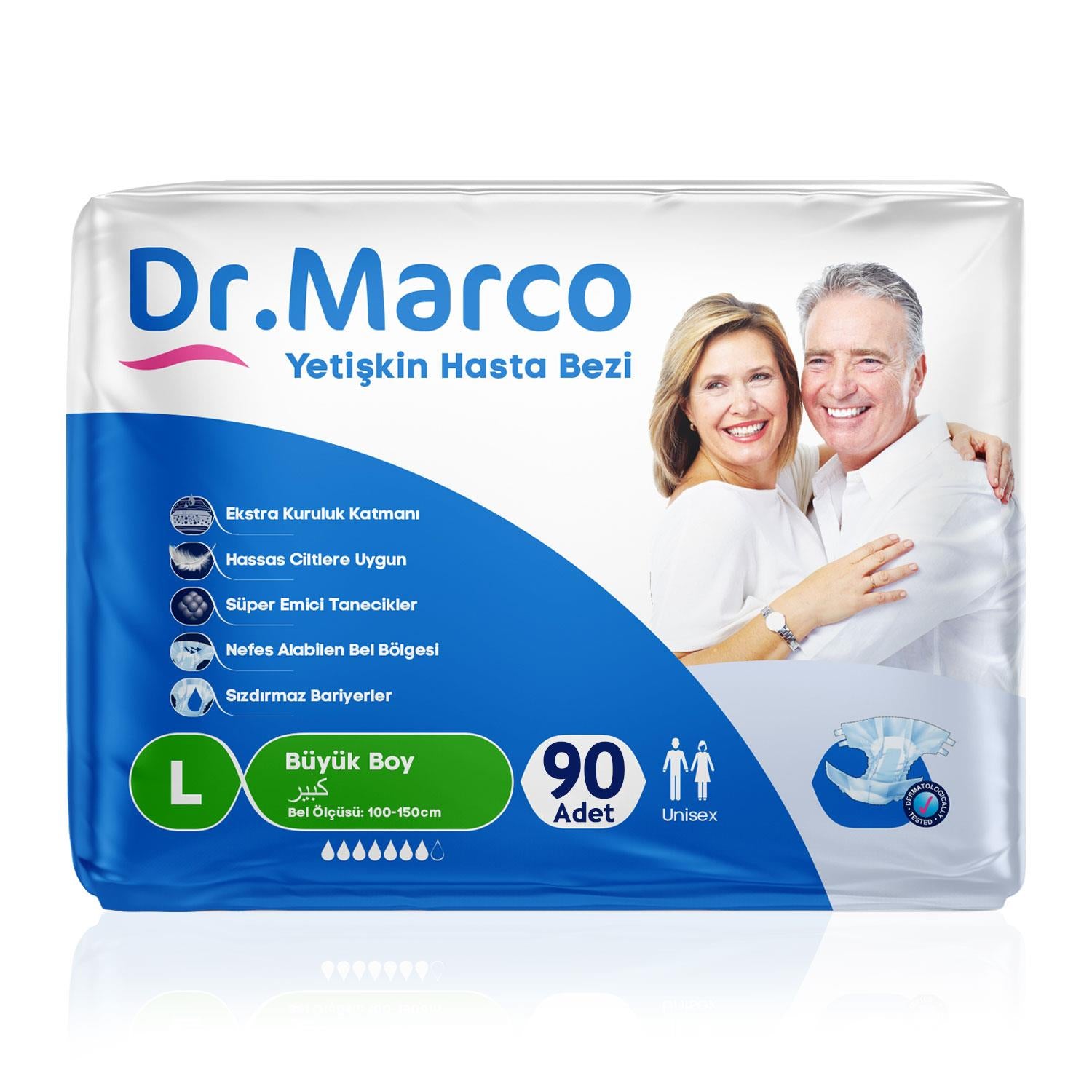 Dr. Marco  Belbantlı Hasta Bezi L-Large Beden 90 Adet
