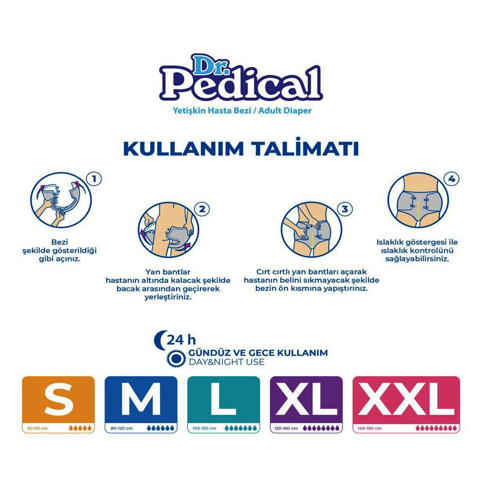Dr. Pedical Belbantlı Hasta Bezi M-Medium Beden 120 Adet