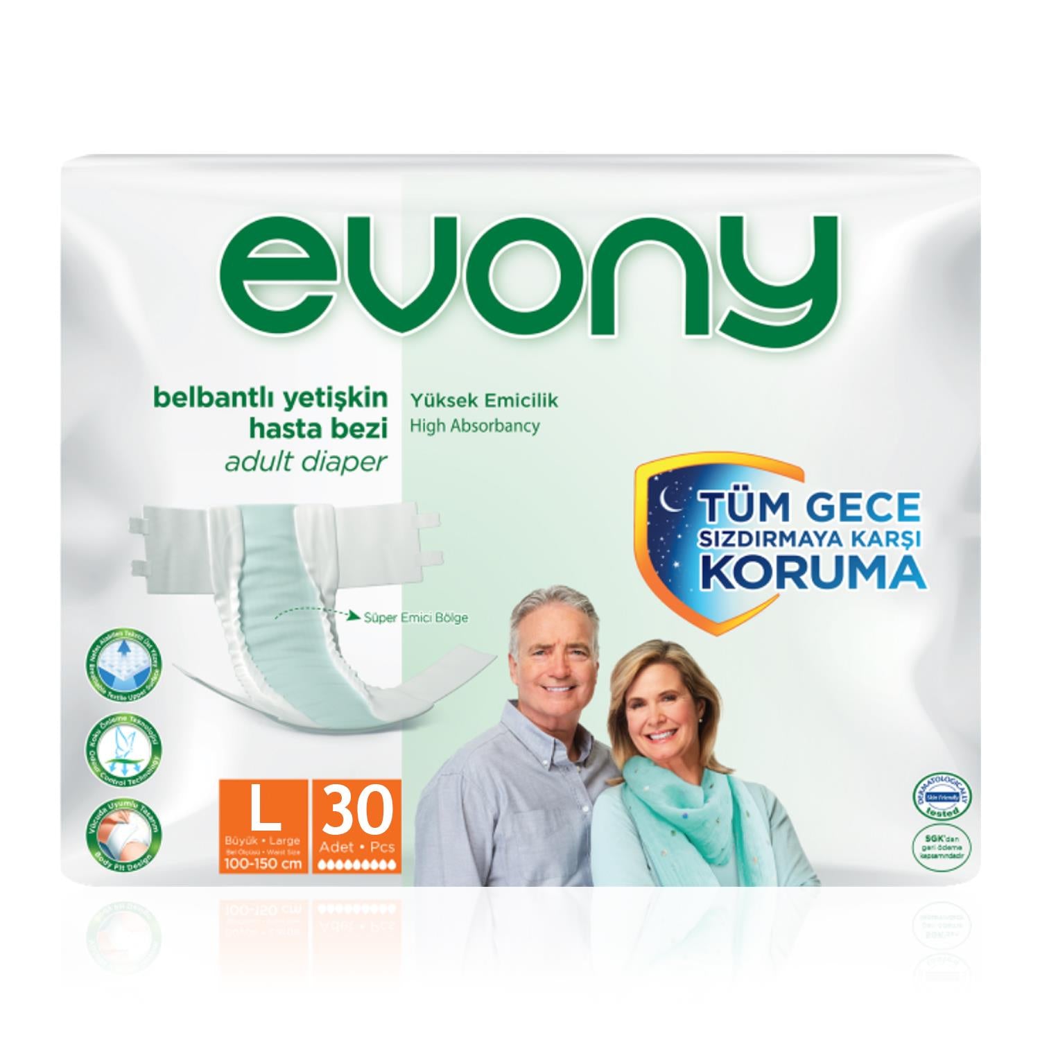 Evony Belbantlı Hasta Bezi L-Large Beden 30 Adet