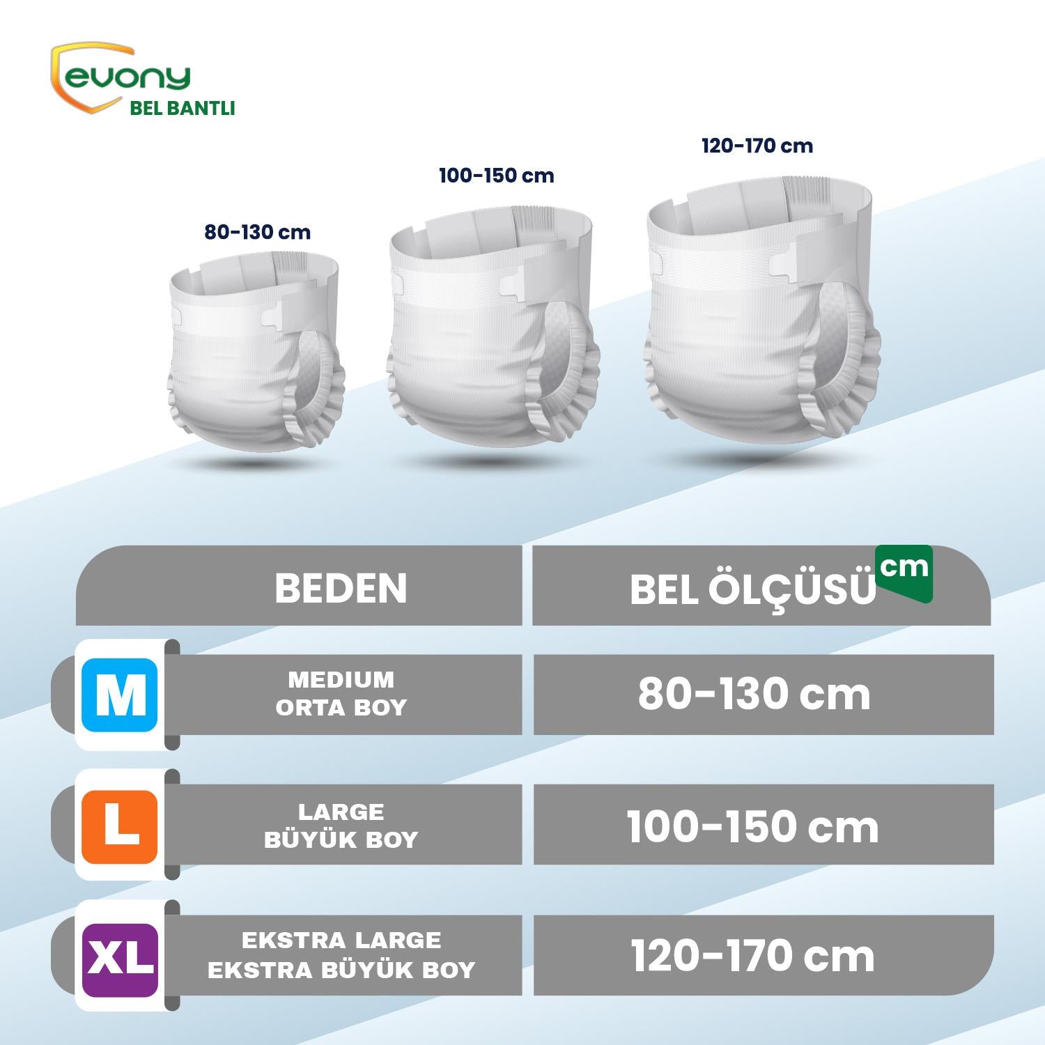 Evony Belbantlı Hasta Bezi L-Large Beden 90 Adet