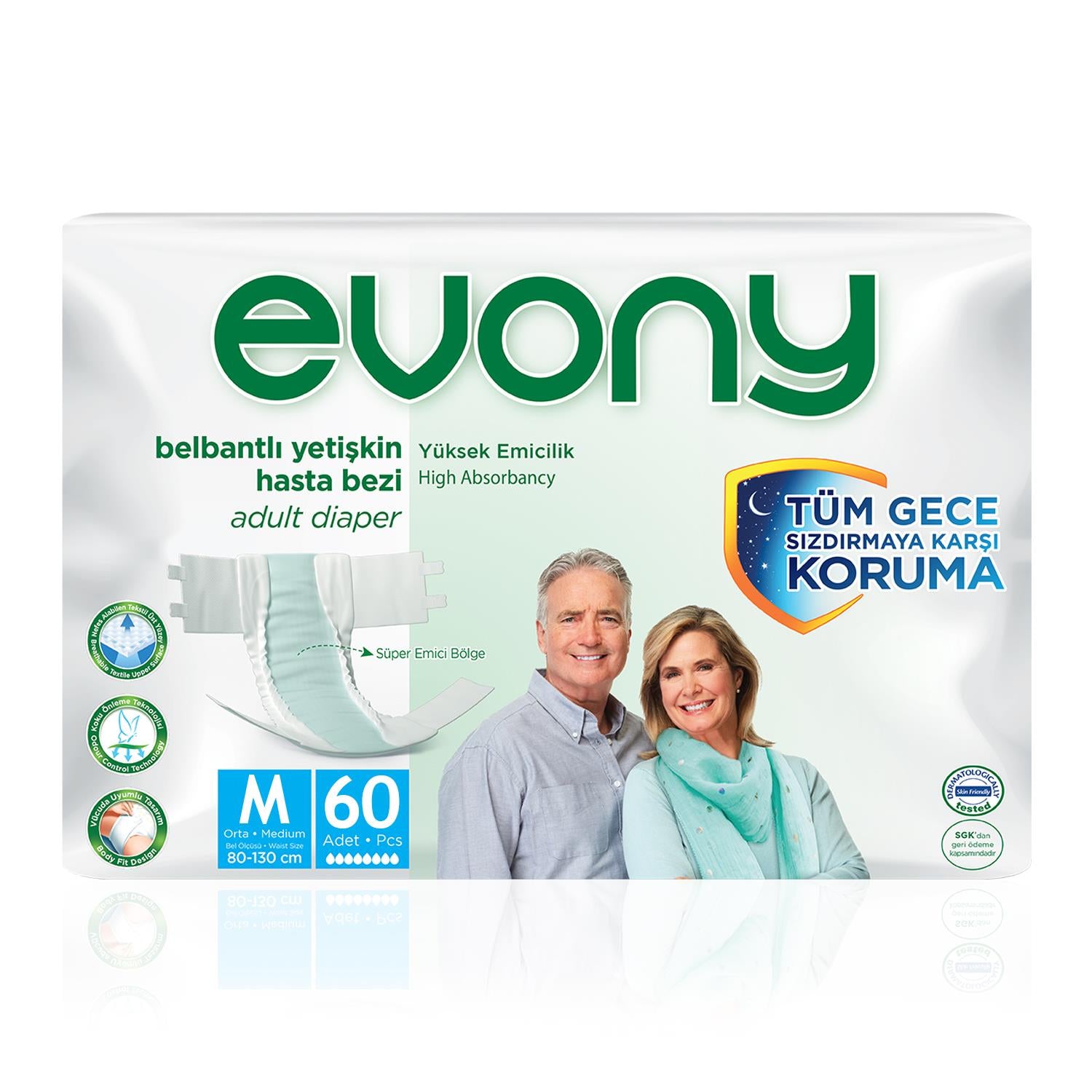 Evony Belbantlı Hasta Bezi M-Medium Beden 60 Adet