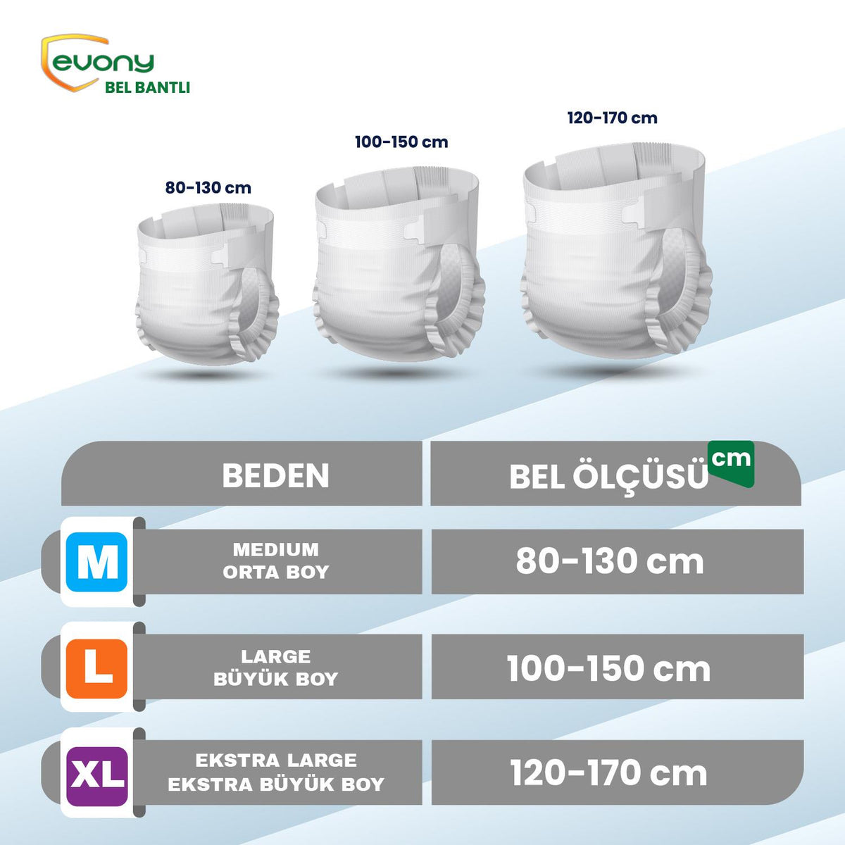 Evony Belbantlı Hasta Bezi XL-Extra Large Beden 90 Adet
