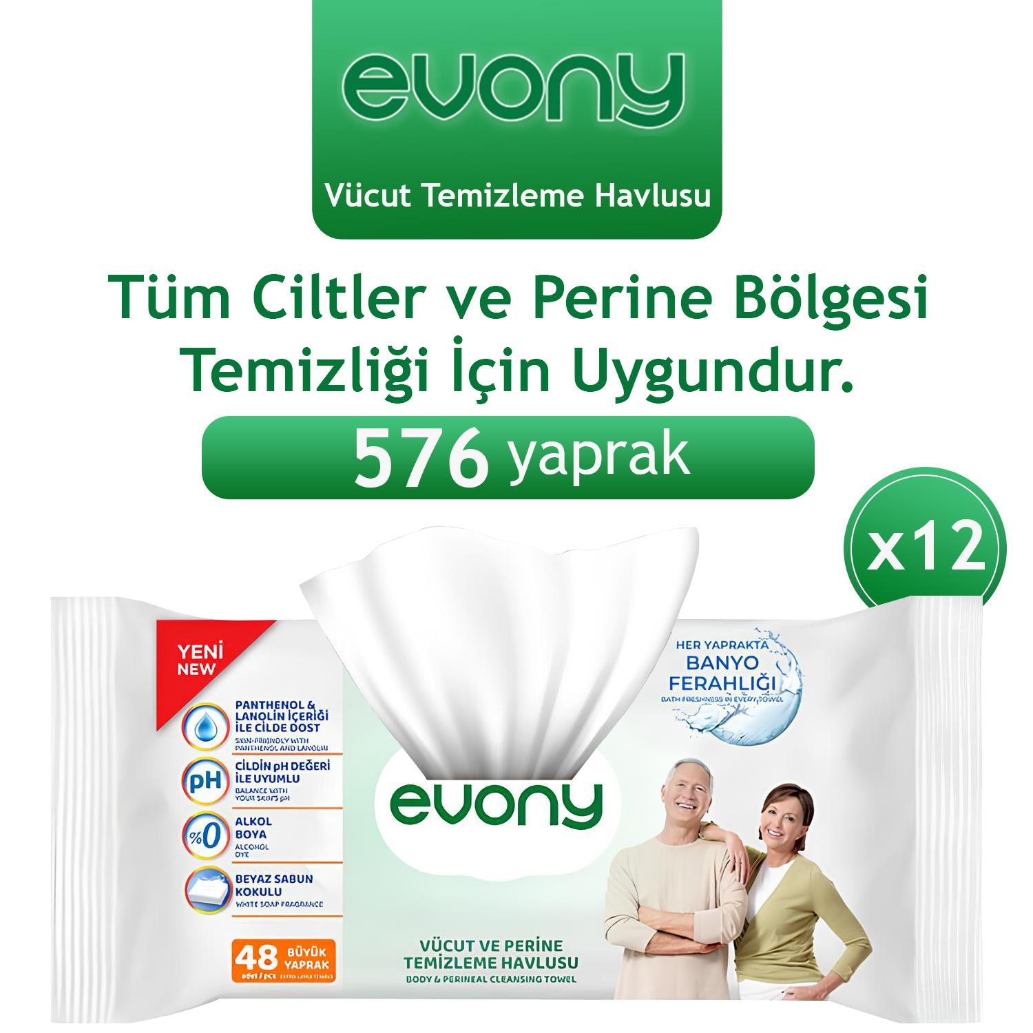 Evony Perine ve Vücut Temizleme Havlusu 576 Adet