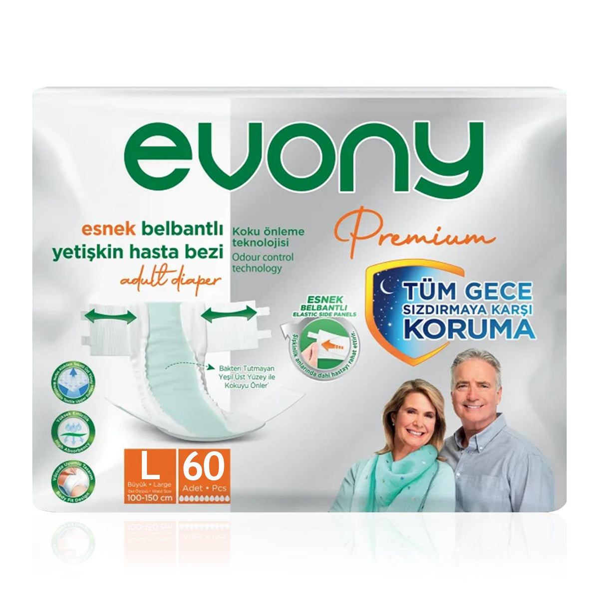 Evony Premium Belbantlı Hasta Bezi L-Large Beden 60 Adet