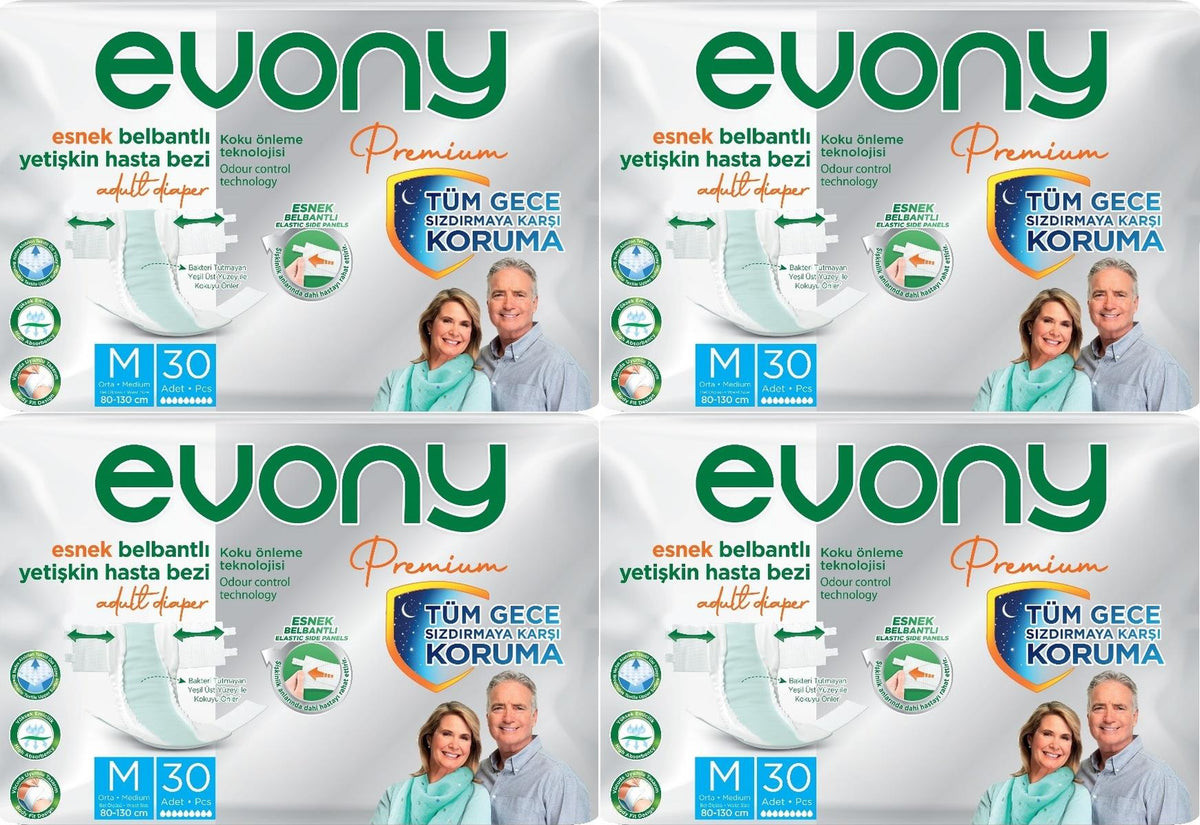 Evony Premium Belbantlı Hasta Bezi M-Medium Beden 120 Adet
