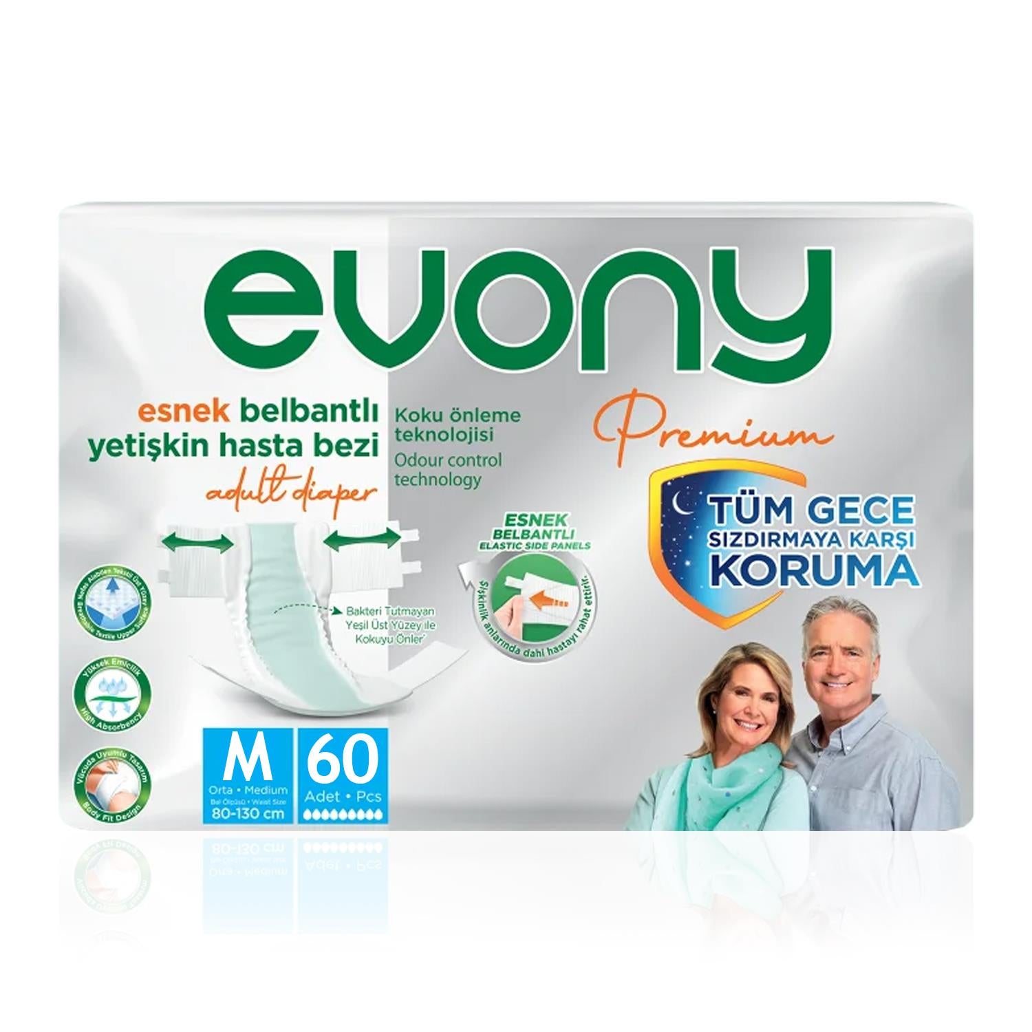 Evony Premium Belbantlı Hasta Bezi M-Medium Beden 60 Adet