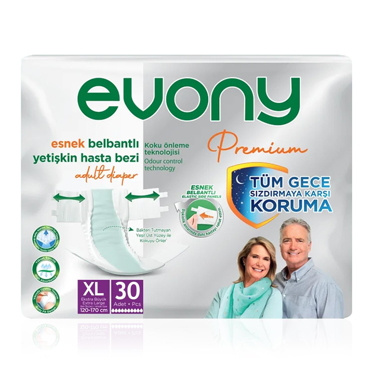 Evony Premium Belbantlı Hasta Bezi XL-Extra Large Beden 30 Adet