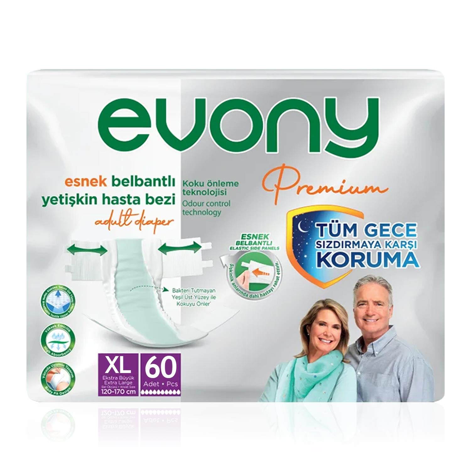 Evony Premium Belbantlı Hasta Bezi XL-Extra Large Beden 60 Adet