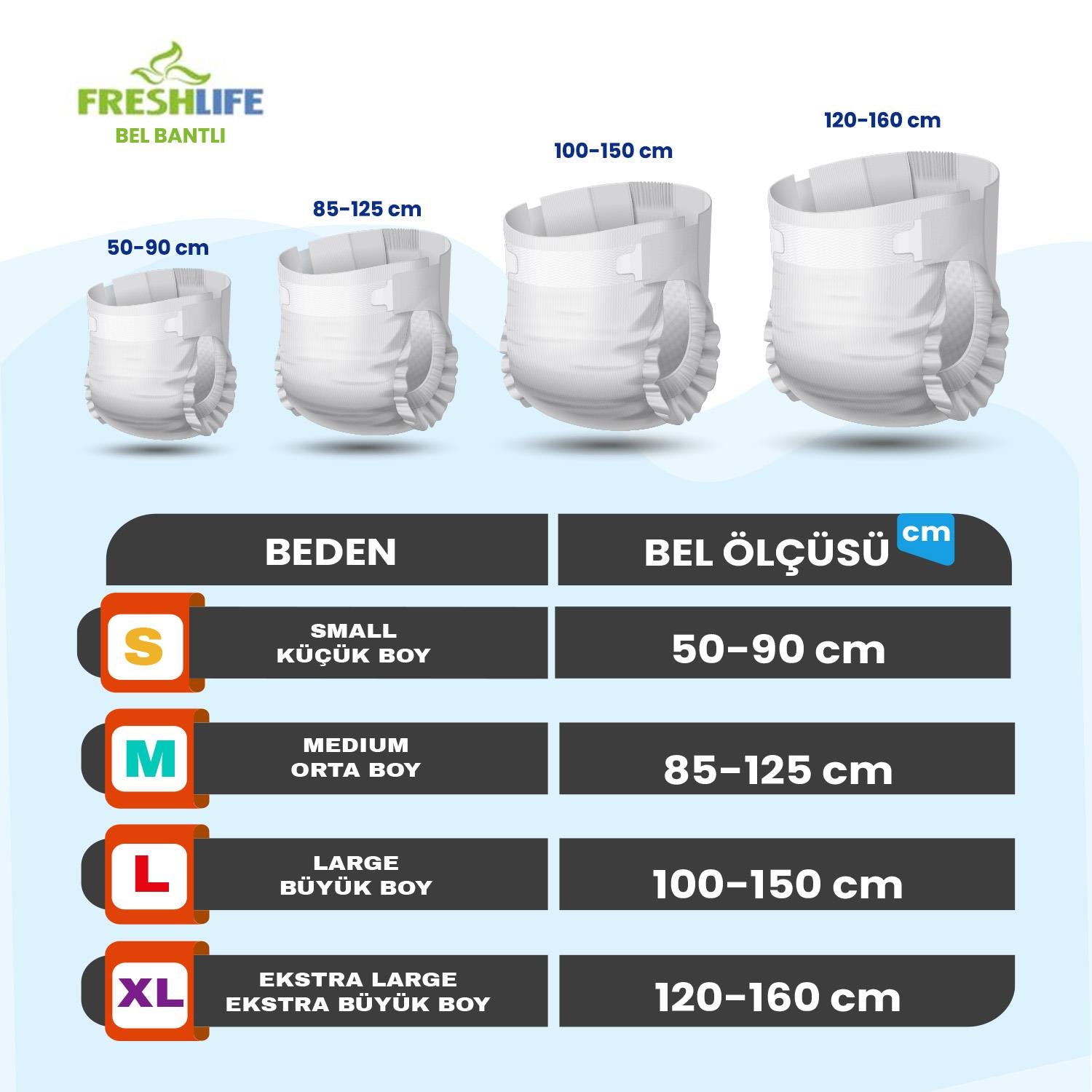 Freshlife Belbantlı Hasta Bezi M-Medium Beden 90 Adet