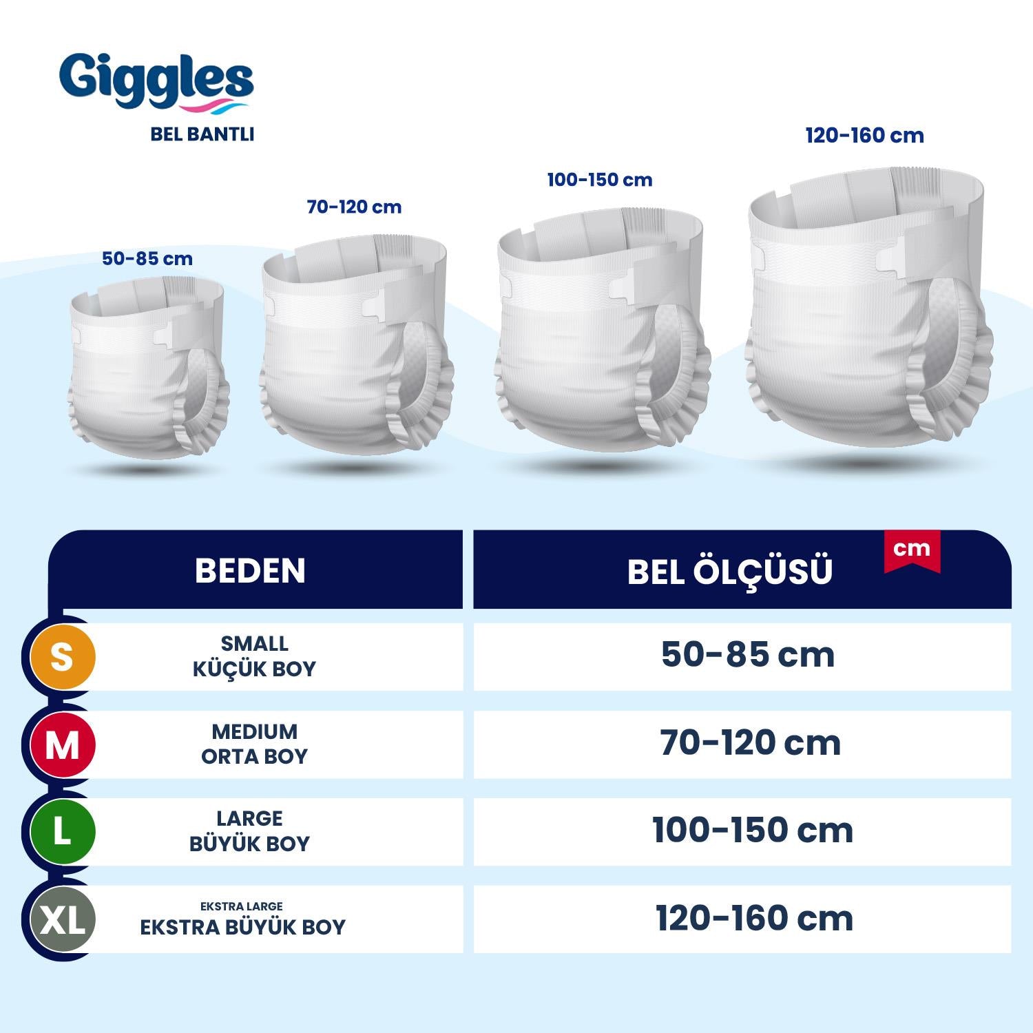 Giggles Belbantlı Hasta Bezi M-Medium Beden 30 Adet