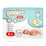 Giggles Pants Külotlu Bebek Bezi 3 Numara Midi Mega Paket - 340 Adet