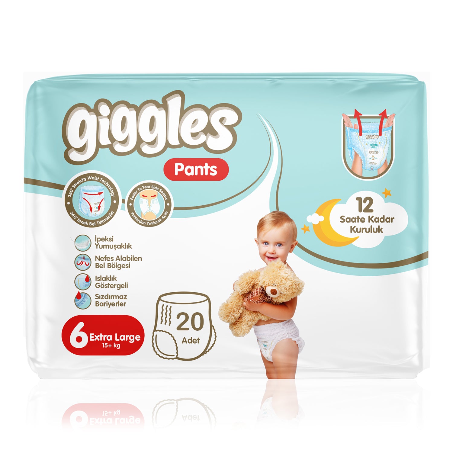 Giggles Pants Külotlu Bebek Bezi 6 Numara Extra Large Tanışma Paketi - 20 Adet