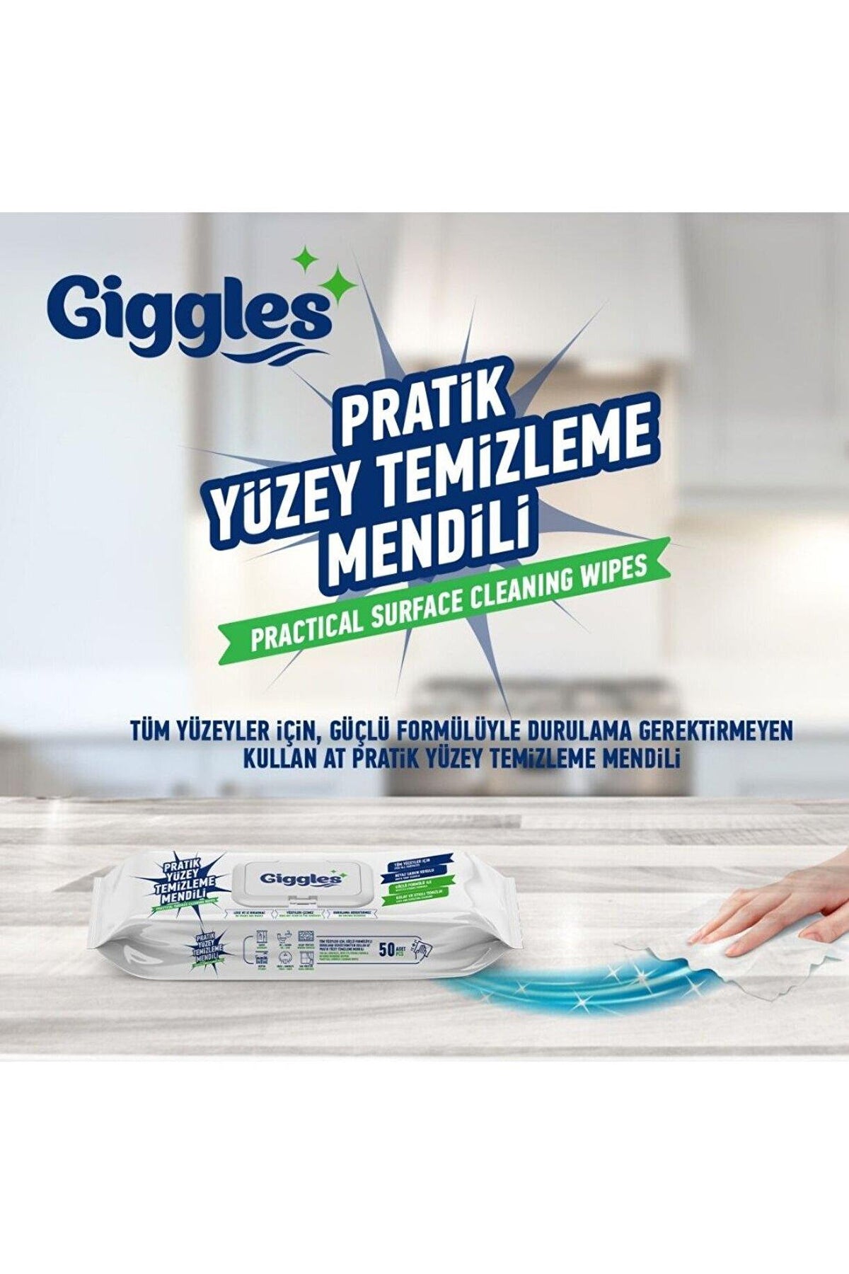 Giggles Pratik Yüzey Temizleme Havlusu 100 Adet