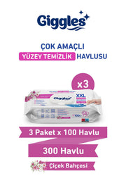 Giggles XXL İz Bırakmayan Yüzey Temizlik Havlusu Çiçek Bahçesi 300 Yaprak
