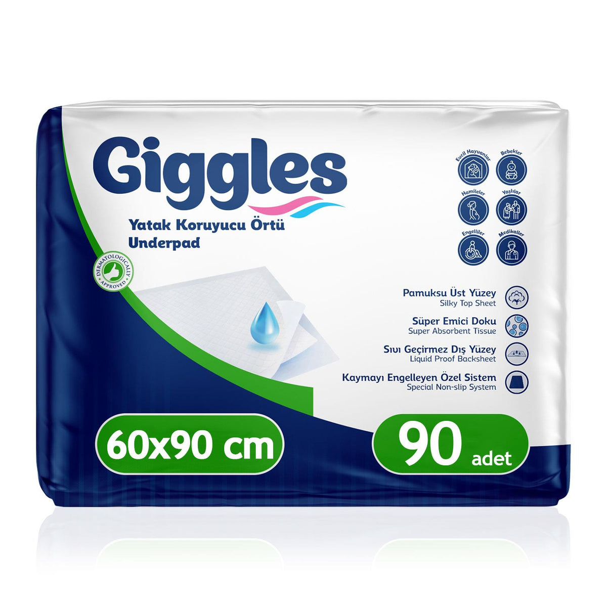 Giggles Yatak Koruyucu Örtü 60x90 Cm 90 Adet
