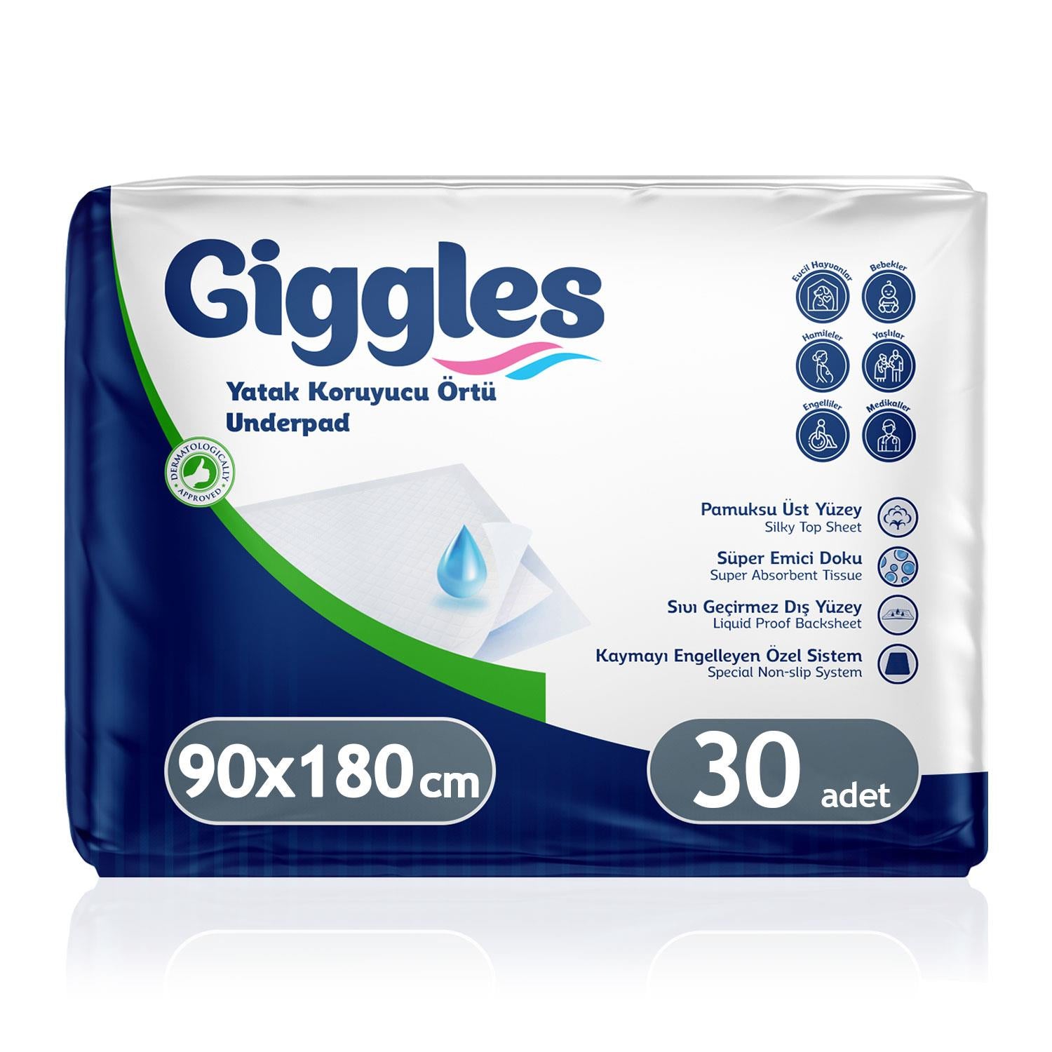 Giggles Yatak Koruyucu Örtü  90x180 Cm 30 Adet