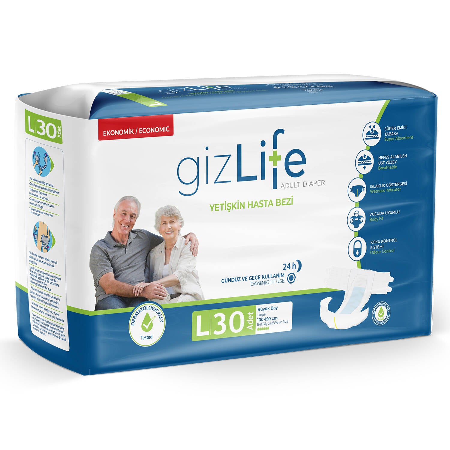 Gizlife Belbantlı Hasta Bezi L-Large Beden 30 Adet