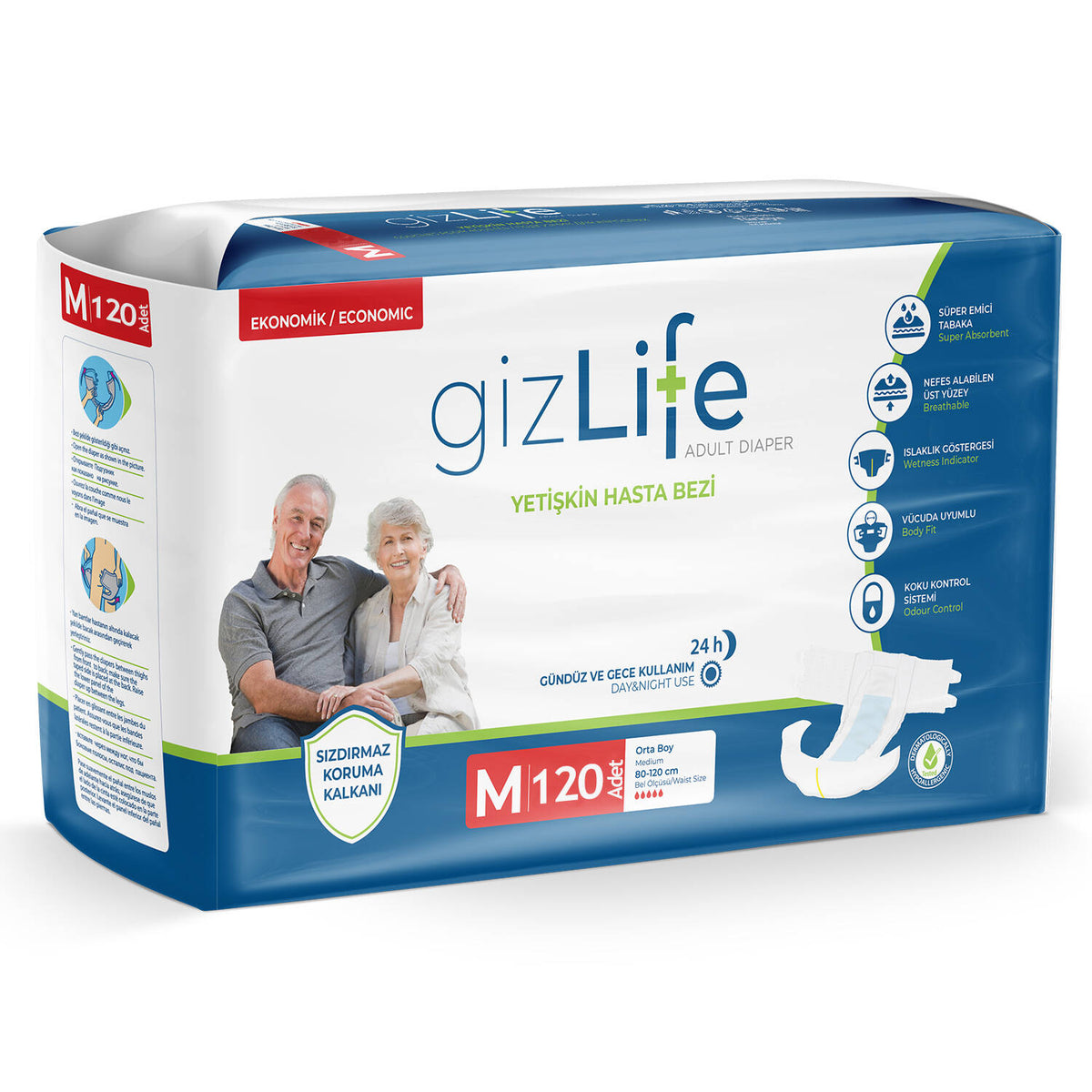 Gizlife Belbantlı Hasta Bezi M-Medium Beden 120 Adet
