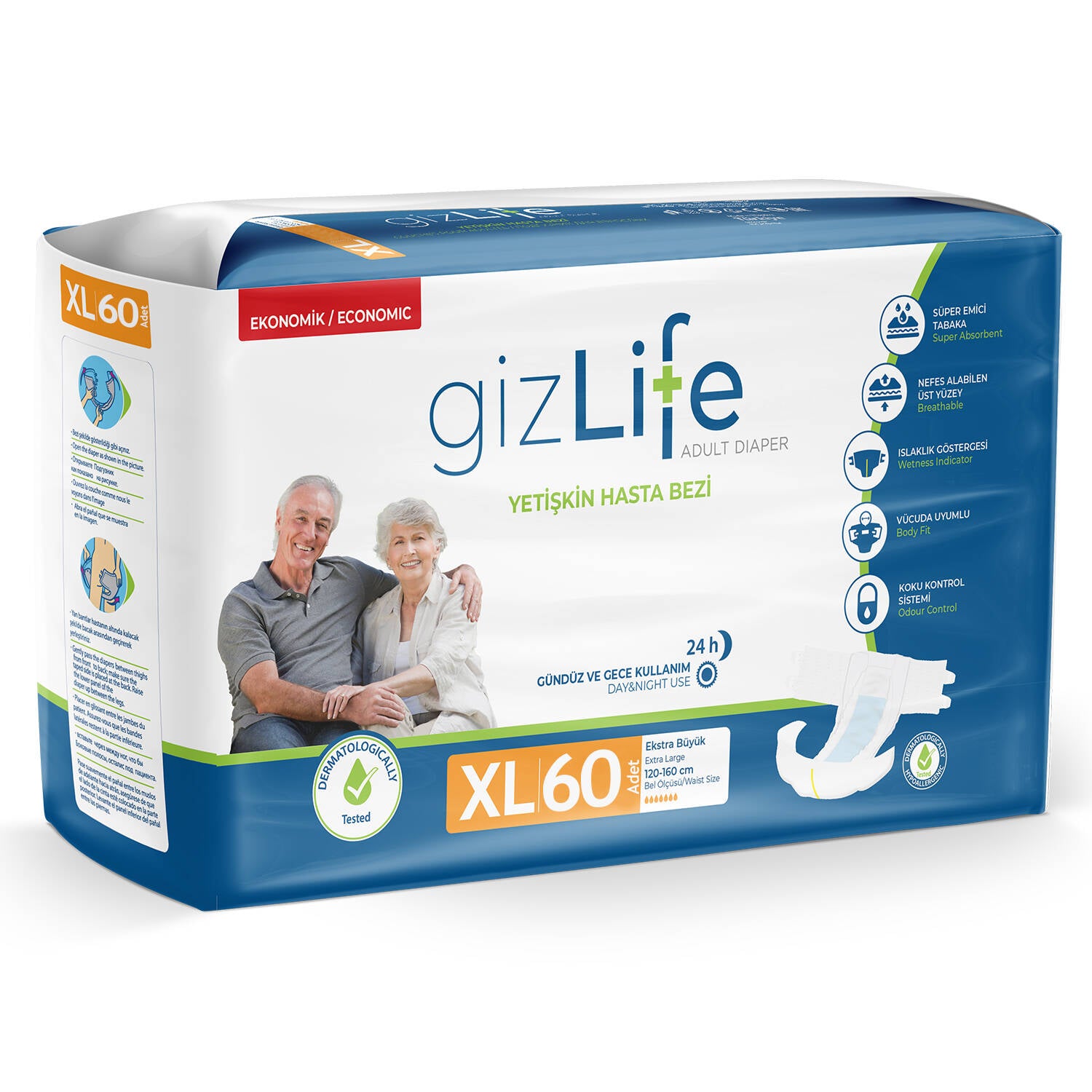 Gizlife Belbantlı Hasta Bezi XL-Extra Large Beden 60 Adet