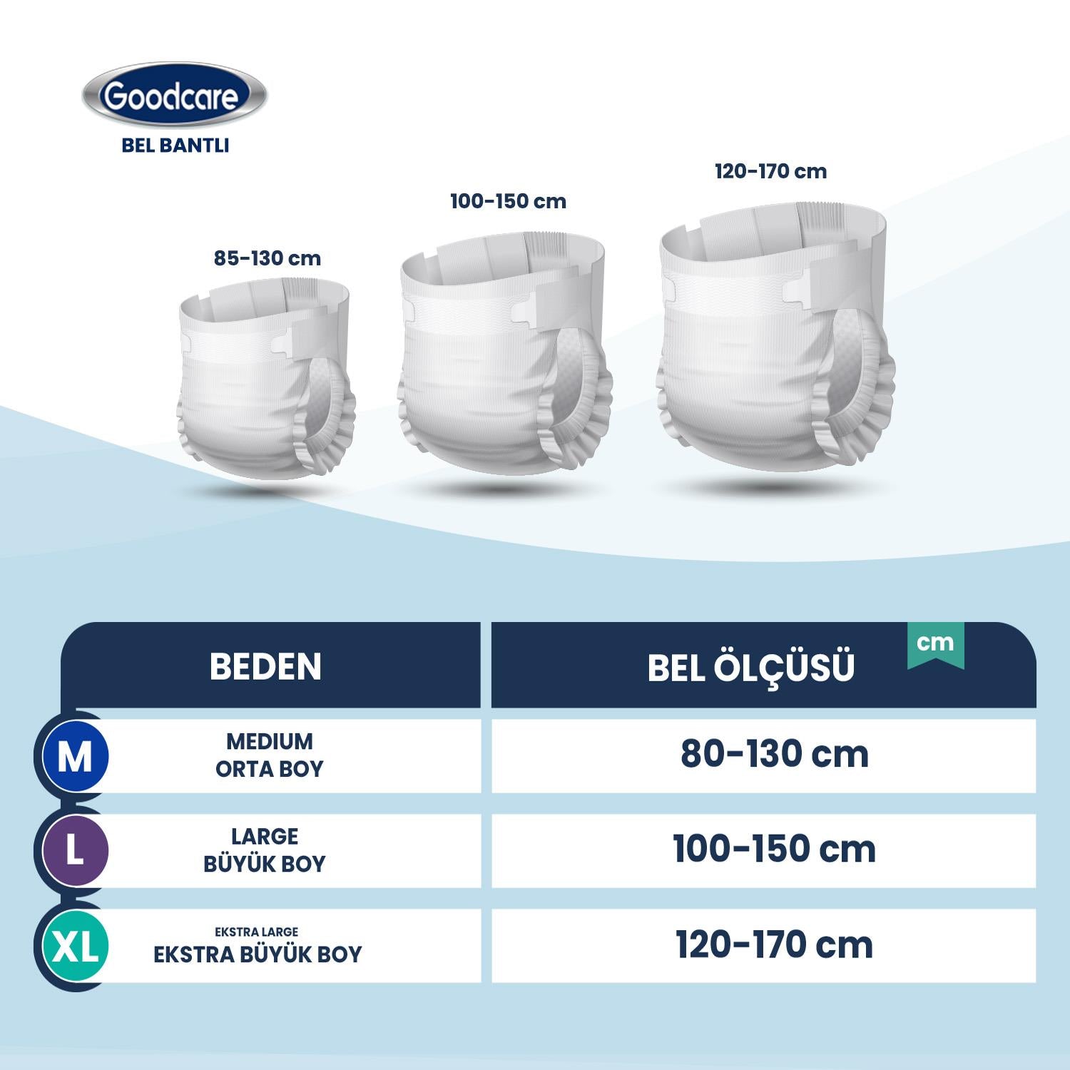 Goodcare Belbantlı Tekstil Yüzey Hasta Bezi M-Medium Beden 120 Adet