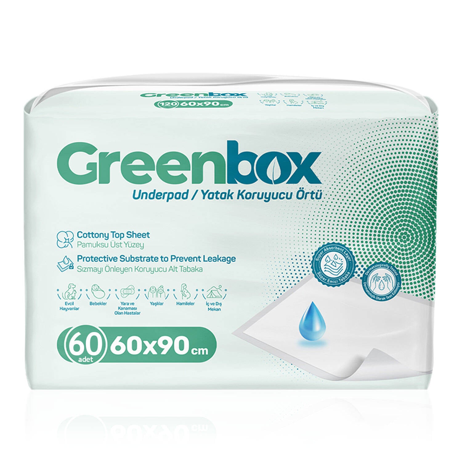 Greenbox Yatak Koruyucu Örtü  60x90 Cm 60 Adet