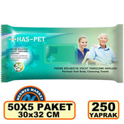 Haspet Antibakteriyel Perine Temizleme Havlusu 5 Paket 250 Adet