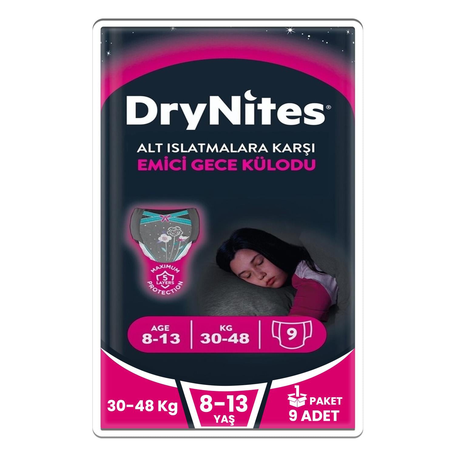 Huggies Drynites Emici Gece Külodu Kız 8-13 Yaş 30-48 Kilo 9 Adet